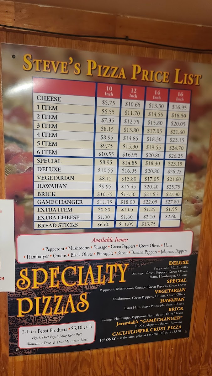 Menu Steve's Pizza-1